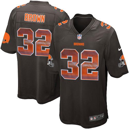 Nike Browns #32 Jim Brown Brown Team Color Men's Stitched NFL Limited Strobe Jersey - Click Image to Close